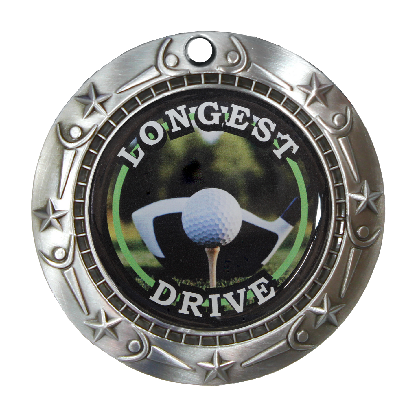 Personalized Longest Drive Golf Medal with Ribbon, Gold Silver or Bronze | World Class Medal |3 Inches Wide