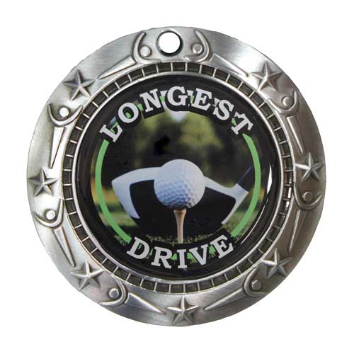 Longest Drive World Class Medal- Gold, Silver or Bronze | Engraved Golf Medal - 3 Inch Wide Decade Awards