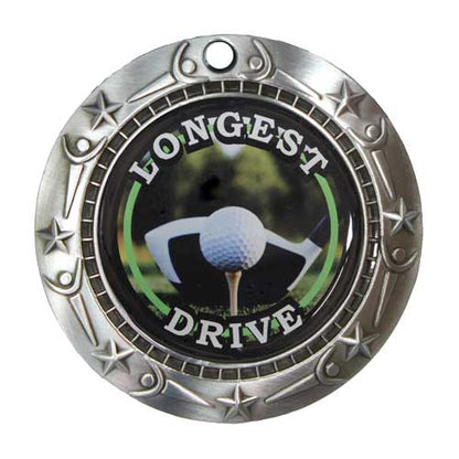 Longest Drive World Class Medal- Gold, Silver or Bronze | Engraved Golf Medal - 3 Inch Wide Decade Awards