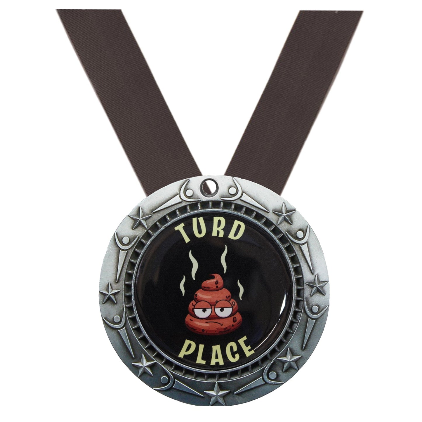 Turd Place World Class Medal - Gold, Silver or Bronze | Engraved Worst of the Worst Medallion - 3 Inch Wide Decade Awards
- Turd Place Silver Medal