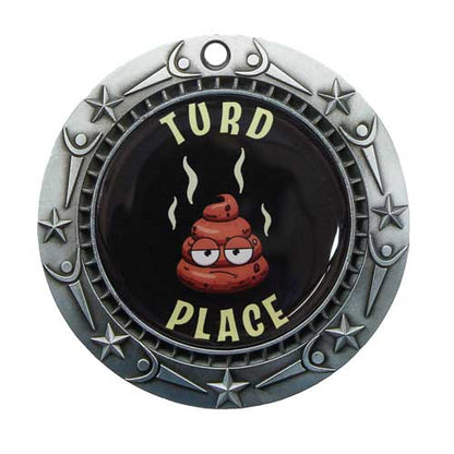 Turd Place World Class Medal - Gold, Silver or Bronze | Engraved Worst of the Worst Medallion - 3 Inch Wide Decade Awards