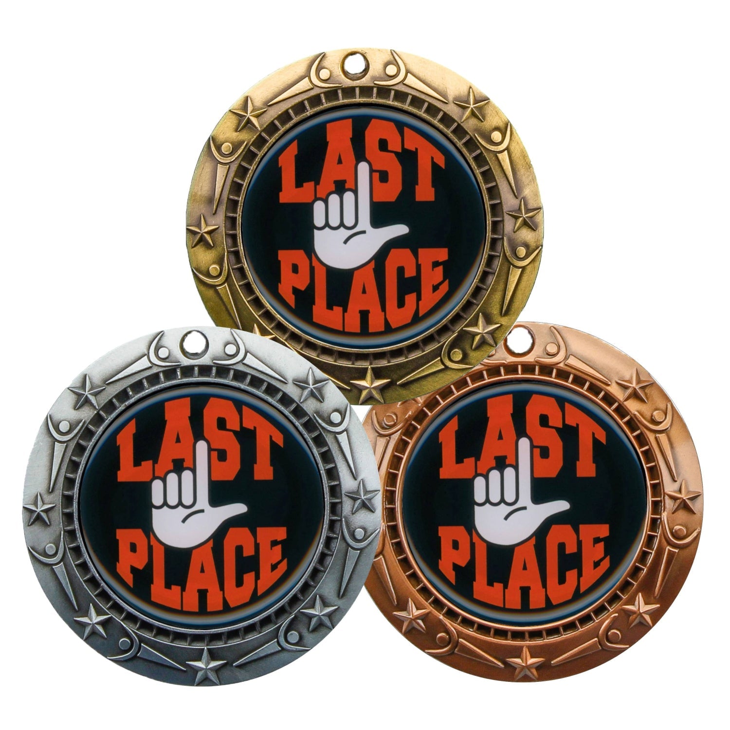 Last Place World Class Medal - Gold, Silver or Bronze | Engraved Worst of the Worst Medal - 3 Inch Wide Decade Awards