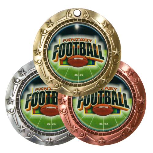 Fantasy Football World Class Medal - Gold, Silver or Bronze | Engraved FFL Medal - 3 Inch Wide Decade Awards