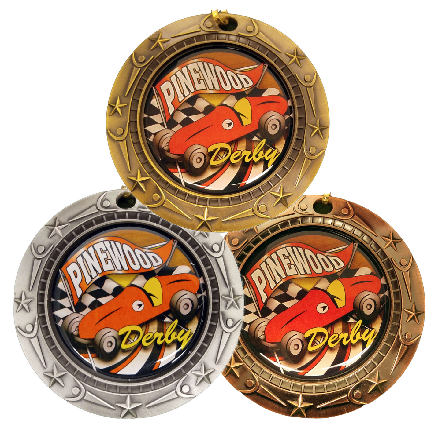Personalized Racing Medal with Ribbon | Gold, Silver or Bronze | World Class Medal | 3 Inches Wide