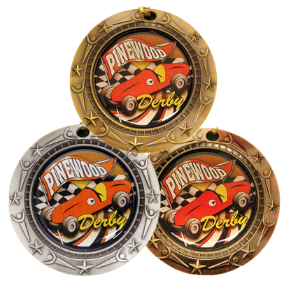Personalized Racing Medal with Ribbon | Gold, Silver or Bronze | World Class Medal | 3 Inches Wide