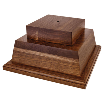Walnut Perpetual Base | Engraved 2 Tier Base - 10.5 Inch Wide x 5.25 Inch Tall Decade Awards