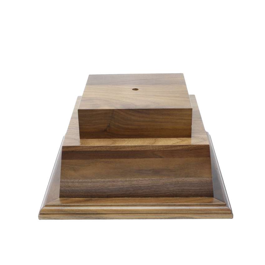 Walnut Perpetual Base | Engraved 2 Tier Base - 10.5 Inch Wide x 5.25 Inch Tall Decade Awards