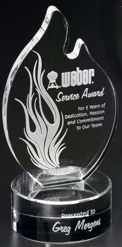 Wildfire Flame Crystal Corporate Award | Engraved Flame Award - 8", 10" or 12" Tall Decade Awards