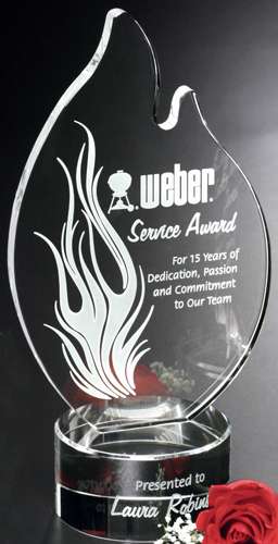 Wildfire Flame Crystal Corporate Award | Engraved Flame Award - 8", 10" or 12" Tall Decade Awards