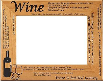 Wine Quotes Picture Frame | Laser Engraved Wood Frame - 3 Sizes Decade Awards
