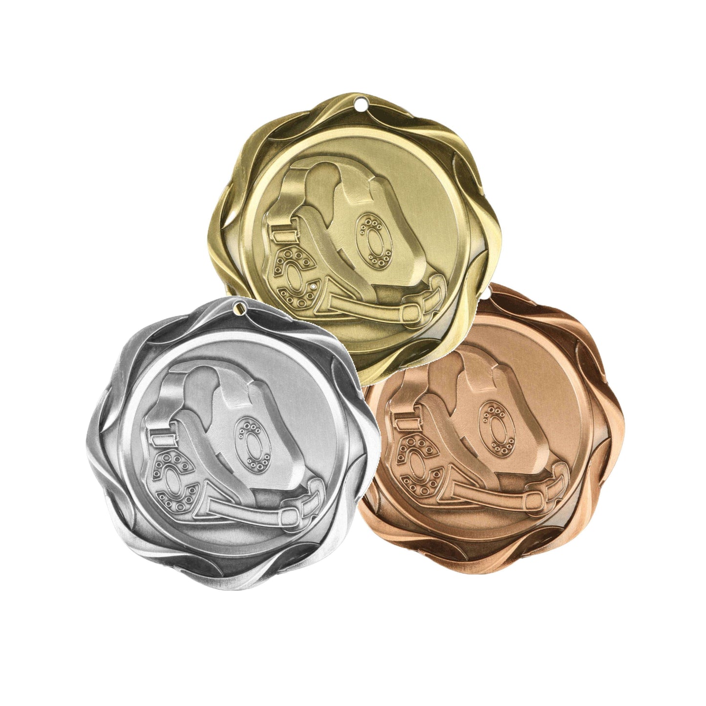 Wrestling Fusion Medal- Gold, Silver or Bronze | Engraved Wrestling Medallion - 3 Inch Wide Decade Awards