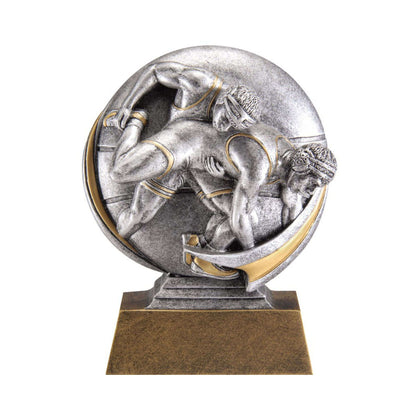 Engraved Motion X Wrestling Trophy with custom text – proudly presented by Decade Awards