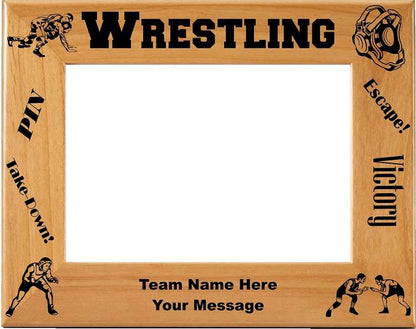Wrestling Picture Frame - Personalized | Laser Engraved Wood Frame - 3 Sizes Decade Awards