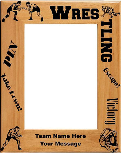 Wrestling Picture Frame - Personalized | Laser Engraved Wood Frame - 3 Sizes Decade Awards