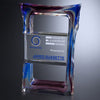 Delta Crystal Corporate Award - Blue Swirl or Teal Green | Engraved Crystal Award - 7.25 Inch Tall Decade Awards