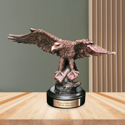 Eagle Trophy | Bronzed |Personalized Perched Eagle Award | 8.5 Inches Tall