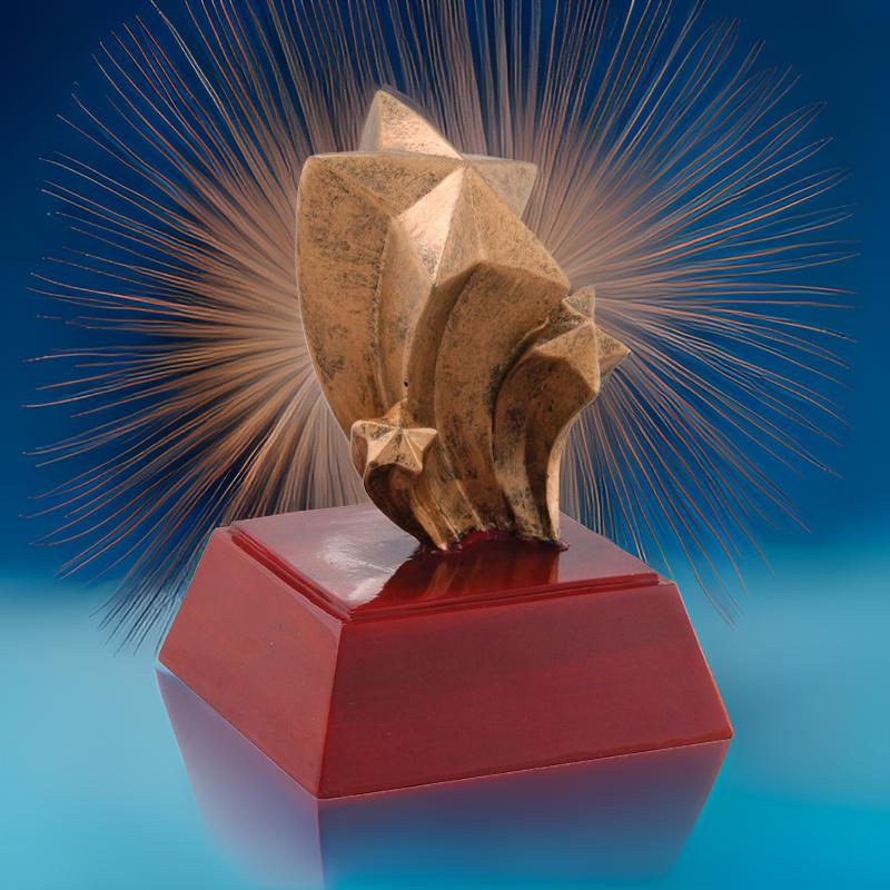 Star Sculptured Trophy | Engraved Shooting Star Award - 4 Inch Tall