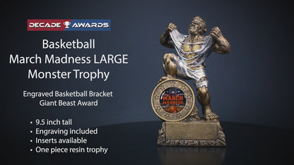 Large Monster March Madness Trophy | Personalized March Madness Award | 9.5 Inches Tall