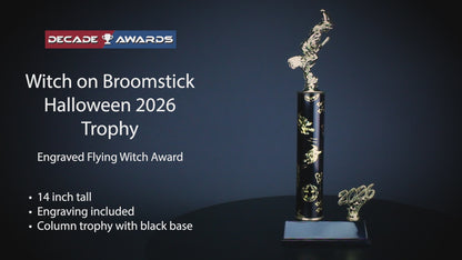 Halloween Trophy | Personalized 2026 Witch on Broomstick Halloween Award | 14 Inches Tall