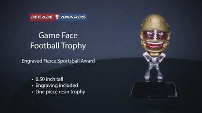 Personalized Football Trophy | Game Face Football Award | 6.25 Inch
