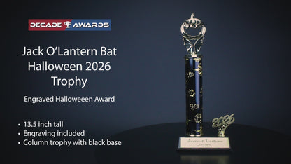 Halloween Trophy | Personalized 2026 Jack O Lantern Bat Halloween Award | 13.5 Inches Tall