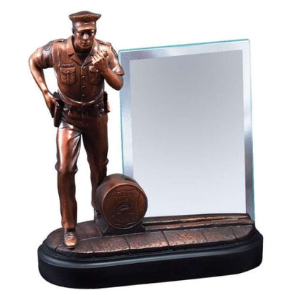 Policeman Award, Heroic Story Glass | Engraved Police Officer Hero Trophy - 8 Inch Tall Decade Awards